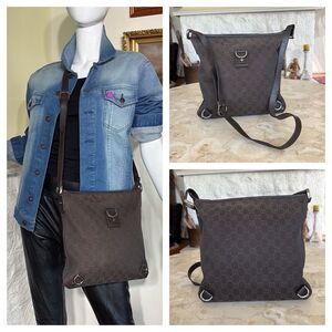 Gucci GG Canvas Abbey D-Ring Crossbody Bag Dark Brown Canvas & Leather
